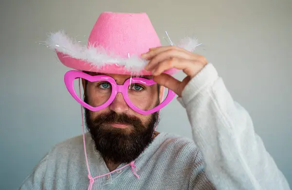 Man Beard Mustache Face Wear Funny Big Eyeglasses Funny Man — Φωτογραφία Αρχείου