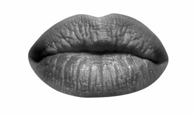 Natural lips isolated on white. Woman mouth. Beautiful tender lip