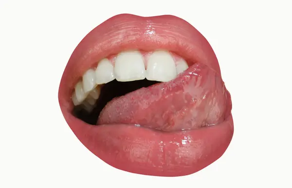 Tandvård Friska Tänder Och Leende Vita Tänder Munnen Närbild Leende — Stockfoto