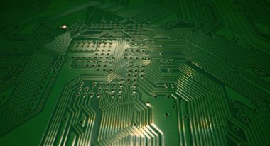 Electronic circuit board technology background. Electronic plate pattern. Circuit board, electrical scheme. Technology background. Electronic microcircuit with microchips and capacitors taken clipart