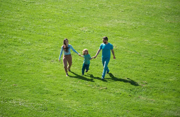 Arial View Mother Father Child Son Having Fun Outdoors Summer — Stock Photo, Image