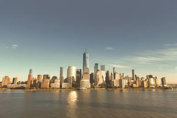 Ciudad Nueva York Manhattan Skyline Desde Nueva Jersey Manhattan Sobre — Foto de Stock