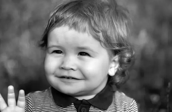 Portrait Little Baby Boy Concept Kids Face Close Head Shoot Stock Image