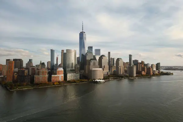 Nowojorska Panorama Widok Manhattan New Jersey Drapacz Chmur Nowym Jorku — Zdjęcie stockowe