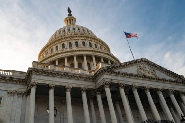 ABD Kongre Binası ve Kubbesi, Washington, DC 'deki Kongre Binası. Washington DC Capitol Kubbesi detayı. Amerikan sembolü