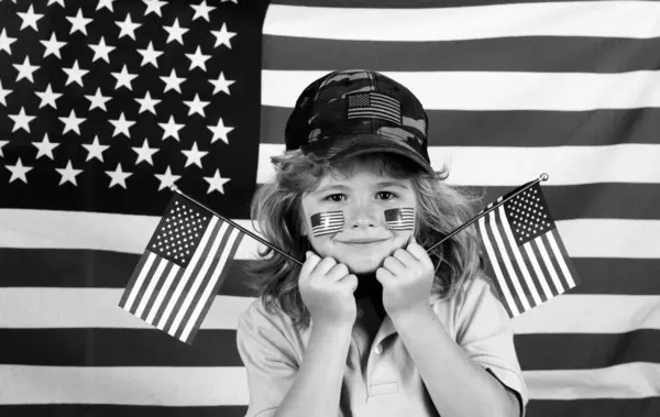 Child American Patriot Independence Day 4Th July Child American Flag — Foto Stock