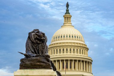 ABD Kongre Binası ve Kubbesi, Washington, DC 'deki Kongre Binası. Washington DC Capitol Kubbesi detayı. Amerikan sembolü