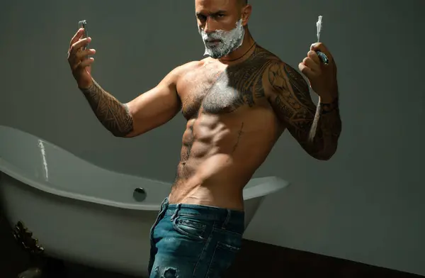 Estilo Cabello Estilista Cuidado Barba Tijeras Peluquero Peluquería Afeitar Recta — Foto de Stock