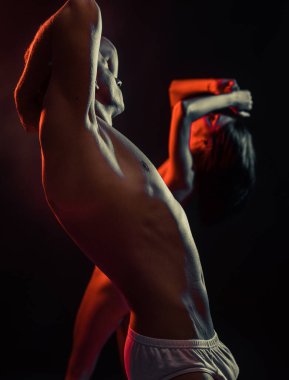 Samimi ilişki ve cinsel ilişki. Seksi Dans. Seksi Dans. Çıplak kadın ve genç adam. Gece Partisi geçmişi. Erotik pozlar veren güzel bir kadın ve erkek. Erotizm ve iç çamaşırı