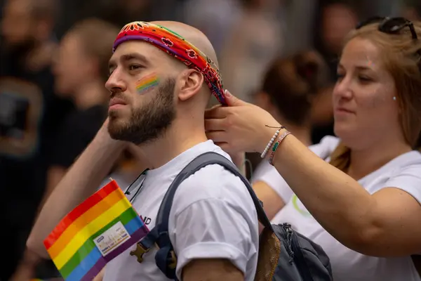 Csd Hamburg Pride Agosto 2023 Homem Transgênero Lésbica Gay Bissexual — Fotografia de Stock