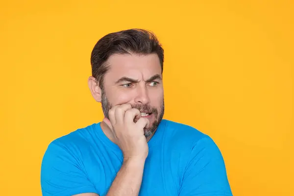 Man Confuse Face Expression Having Doubts Thoughtful Man Portrait Thoughtful — Stock Photo, Image
