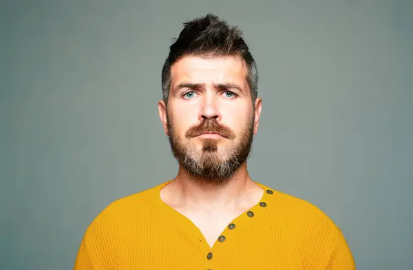 Serious Bearded Man Sad Emotion People Expressions Emotions — Stock Photo, Image