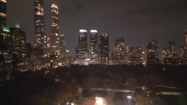 Нью Йорк Манхеттен Нічних Вогнях Міста Ніч Манхеттені Нью Йорк — стокове відео