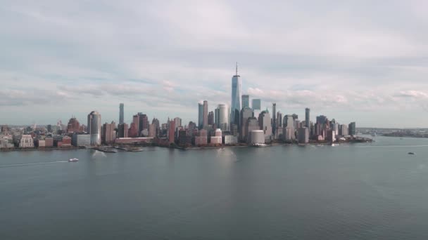 Manhattan Hudson Dan New York Manzaralı Manhattan Dünya Ticaret Merkezi — Stok video