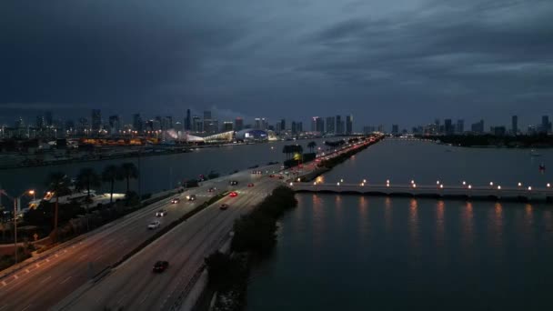 Aerial View Coastline Miami Beach — Stock Video