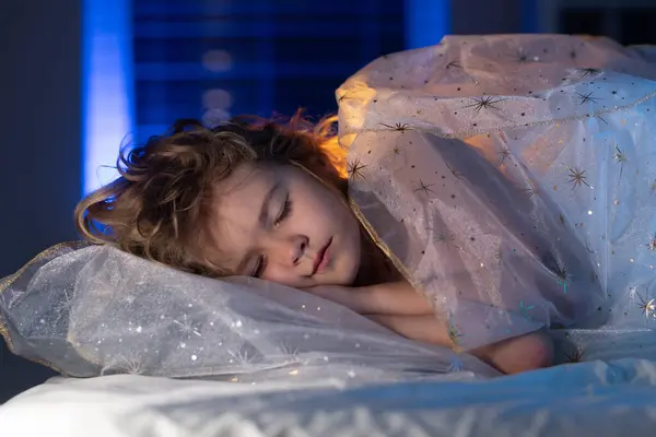 Kid Sleeping Bed Child Sleeping Blanket Lying Pillow Child Rest — Stock Photo, Image