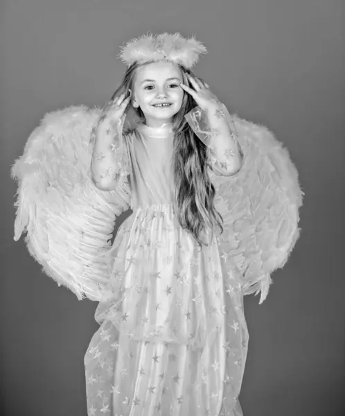 Angel Child Girl Wings Valentines Day Little Prince Greeting Card — Stock Photo, Image