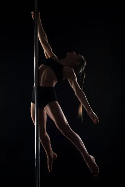 Pole Dance Flexibil Sexy Fata Dans Pilon Frumos Corp Flexibil — Fotografie, imagine de stoc