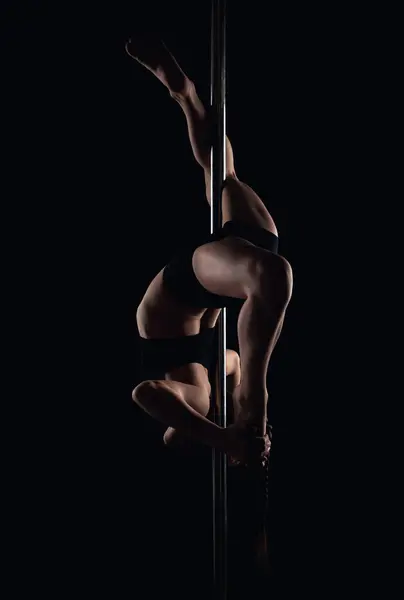 Flexible Girl Does Gymnastic Exercises Pylon Stretching Beautiful Sexy Flexible — Stock Photo, Image