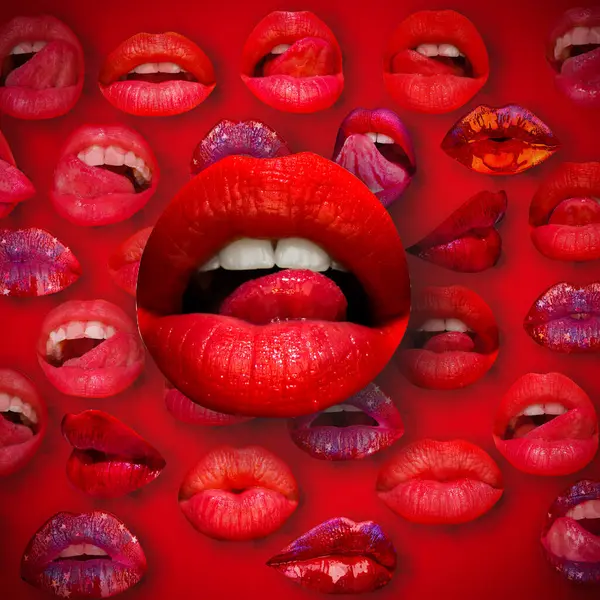 Des Lèvres Sensuelles Lèvres Bouche Lèvre Féminine Fond Rouge Les Photo De Stock