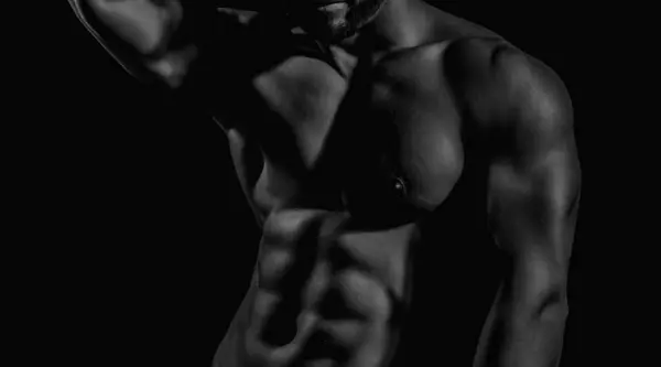 Ciało Mięśniowe Muskularny Człowiek Męskie Ciało Mięśnie Silny Mężczyzna Sportowiec Obrazek Stockowy