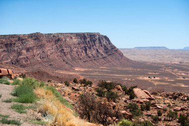 Büyük Kanyon 'un manzarası. Arizona 'daki panoramik manzaralı Ulusal Park' a bak. Alacakaranlıkta vadi manzarası