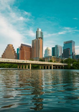 Austin Texas Travis ve Cityscape Skyline Yazın Şehir Merkezi