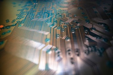 Devre kartı, elektronik ana kart. Dijital mühendislik konsepti, yüksek teknoloji konsepti. Teknik arkaplan