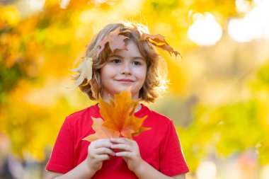Çocuk sonbahar parkta