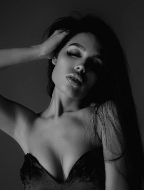 Portrait of young sensual woman. Beautiful face