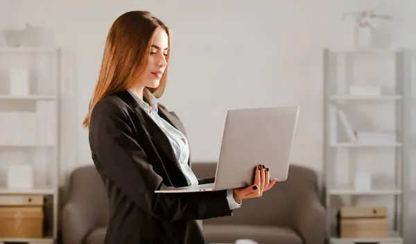 stock image Business woman entrepreneur working in office, professional employee at workplace. Young beautiful secretary girl