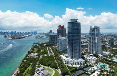 Miami Sahili 'nin havadan görünüşü, Güney Sahili. Florida mı? ABD