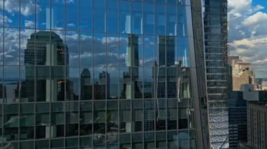 New York hava manzaralı. New York City silueti. ABD 'de Manhattan' ın park ve şehir manzarası. New York City, Manhattan, Downtown Skyline, Jersey City, ABD