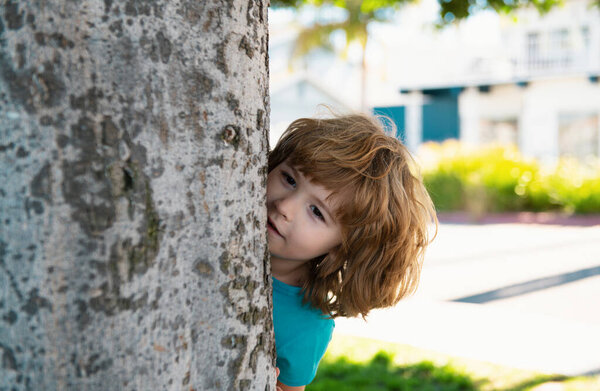 Дети активные игры. Играю в прятки. Пикабу. Маленький мальчик прячется за деревом