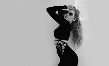 Fashion beauty boutique advertising. Fashion street style of beautiful model wearing fashion clothes. Fashion accessories. Girl vogue style