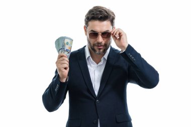 Stüdyoda parası olan bir iş adamı.