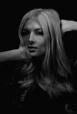 Seductive sexy lovely attractive young sensual woman with perfect slim body posing on studio background. Beautiful elegant sexy model, studio portrait. Sensual beautiful woman face