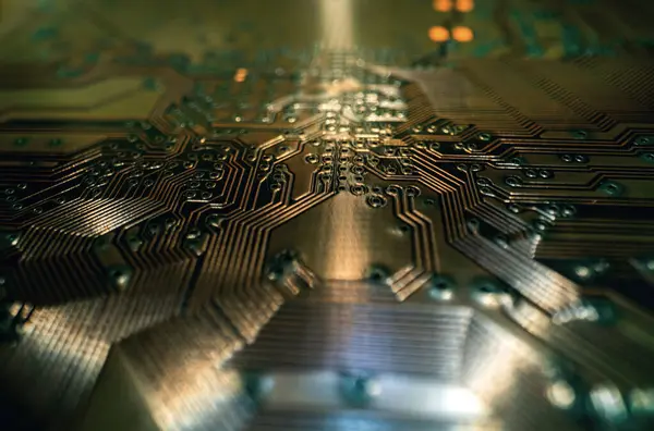 stock image Semiconductors chip. Technology background. High tech electronic circuit board background. Close-up macro electronic circuit board, technology chips to the motherboard. Tech background