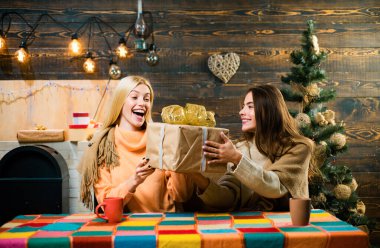 Sana mutlu Noeller diliyorum. Yakın insanlar için kış tatil günlerinde hediye. Kız arkadaşlarım Noel evde. Noel kız. Noel partisine, mutlu yeni yıl arkadaşlar