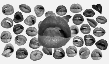 Lips and mouth. Red lip background. Female lips