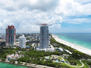 Miami Beach, Florida 'nın insansız hava aracı görüntüsü
