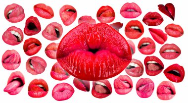 Kiss lip. Lips and mouth. Red lip background. Female lips