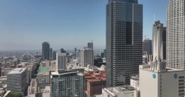 Los Angeles California Skyline Panoraması. Kaliforniya, Los Angeles 'taki gökdelenler. LA Gökdelenler Arkaplanı. Los Angeles şehir merkezinin gökyüzü manzarası. Los Angeles şehir merkezi ufuk çizgisi