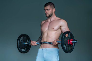 Handsome man preparing for workout. Sport. Weight workout. Guy doing bodybuilding workout in gym. Sport, bodybuilding and fitness. Man exercising with dumbbell. Hard workout