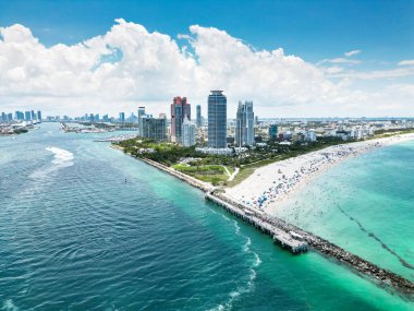 Miami Sahili 'nin havadan görünüşü, Güney Sahili. Florida mı? ABD