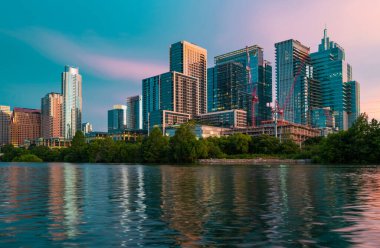 Austin, Texas manzarası ABD şehir merkezinde ufuk çizgisi