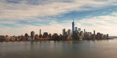 New York City silueti. New York 'ta Manhattan Gökdelenleri, İHA' dan Panorama