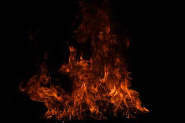 Fire flame. Burn lights on a black background clipart