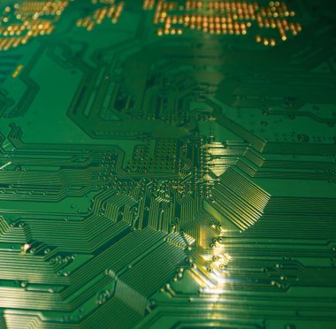 Devre kartı, elektronik ana kart. Dijital mühendislik konsepti, yüksek teknoloji konsepti. Teknik arkaplan