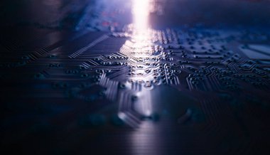 Devre kartı geçmişi. Elektronik devre kartı dokusu. Bilgisayar teknolojisi, dijital çip, elektronik model. Teknoloji dokusu. Dijital veriye sahip teknoloji sistemi